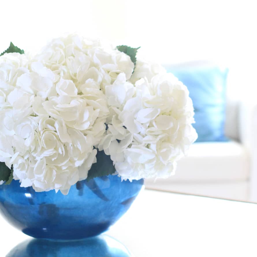 Or & Wonder Collection Hydrangea White Mophead 54cm Faux Stem