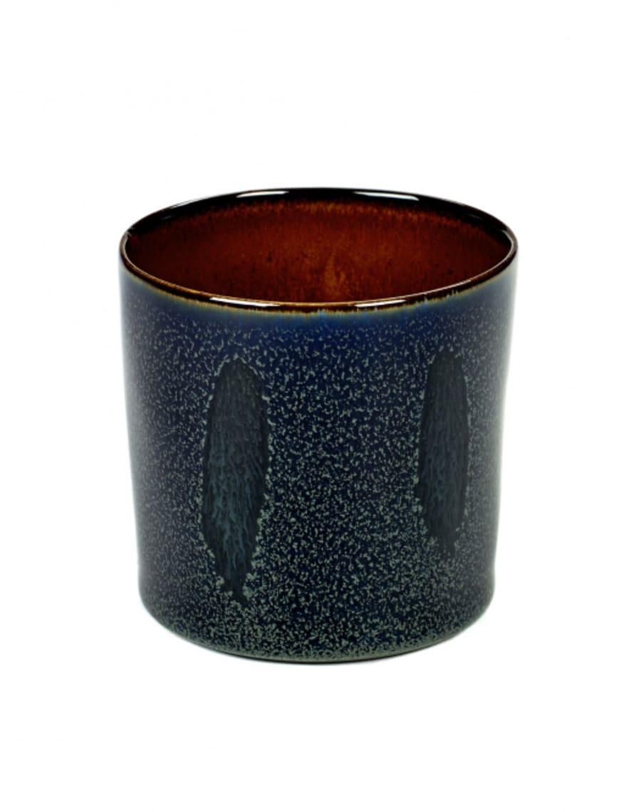 Serax Terres de Rêves - Dark Blue/Rust High Goblet Cylinder (7,5cm) - 2 Pieces