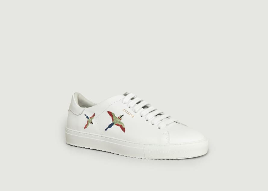 Axel Arigato White Clean 90 Leather Sneakers With Embroidered Birds