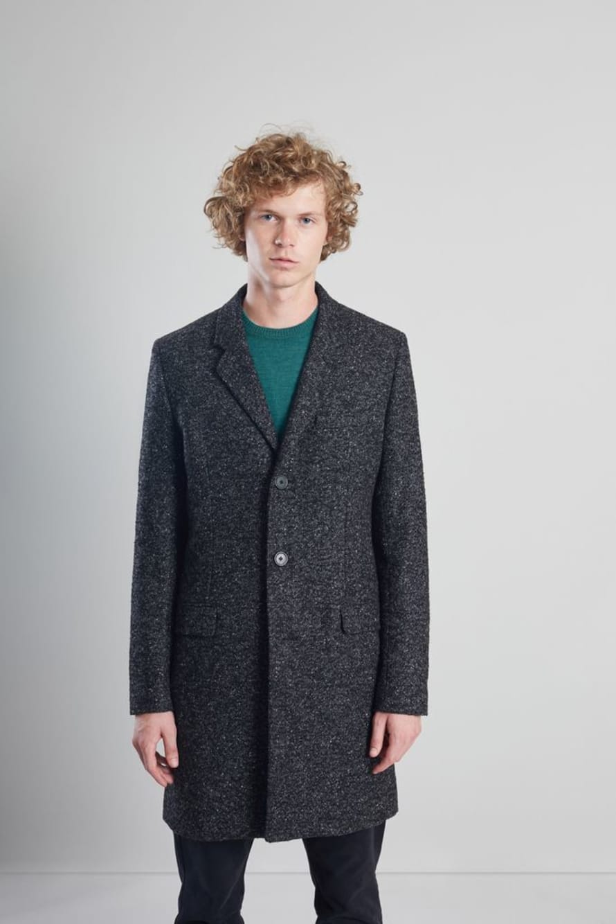 L’Exception Paris Grey Recycled Wool Overcoat