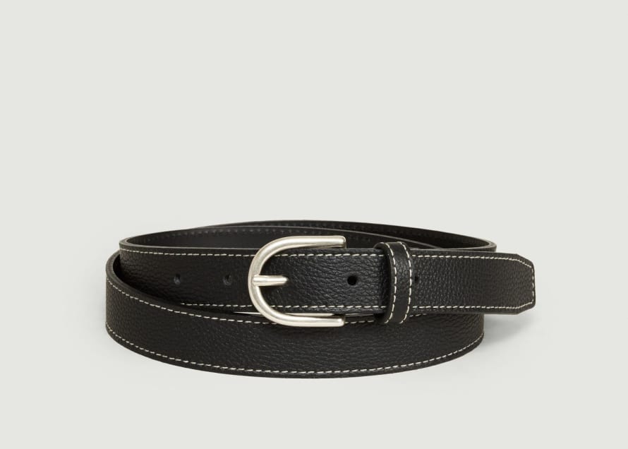 L’Exception Paris Black Grain Leather Belt
