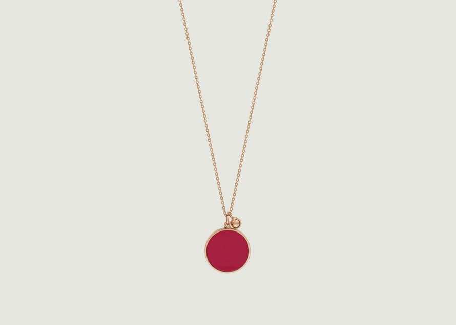 Ginette NY Red Coral Disc Necklace
