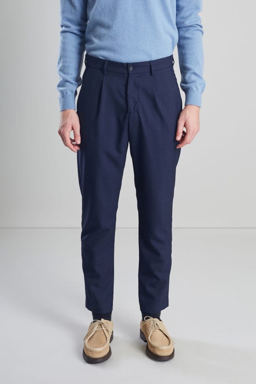 L’Exception Paris Navy Blue Darted Suit Trousers