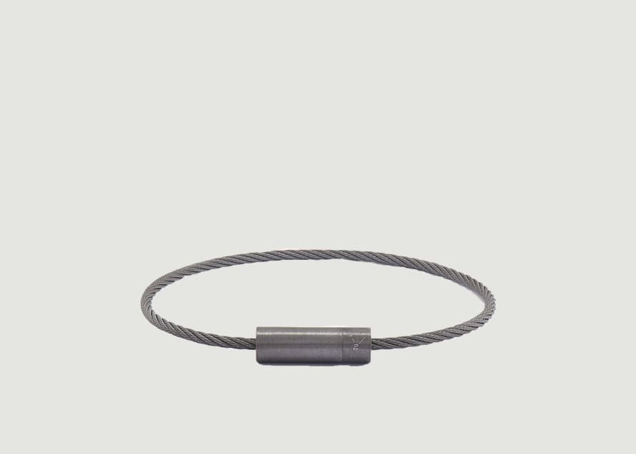 Le Gramme Black and Silver Cable Bracelet 7 Grammes