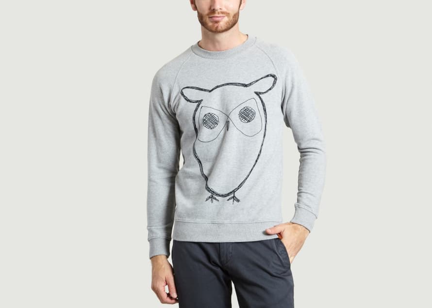 Knowledge Cotton Apparel  Organic Blue Owl Sweatshirt