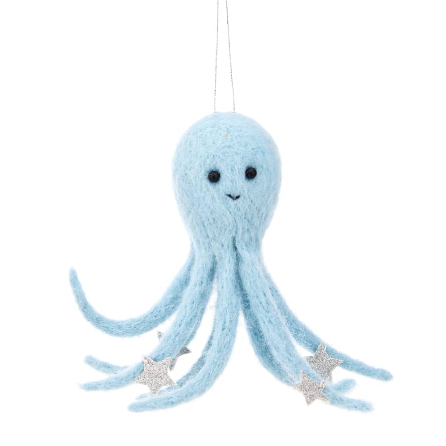 &Quirky Blue Octopus Felt Hanging Decoration
