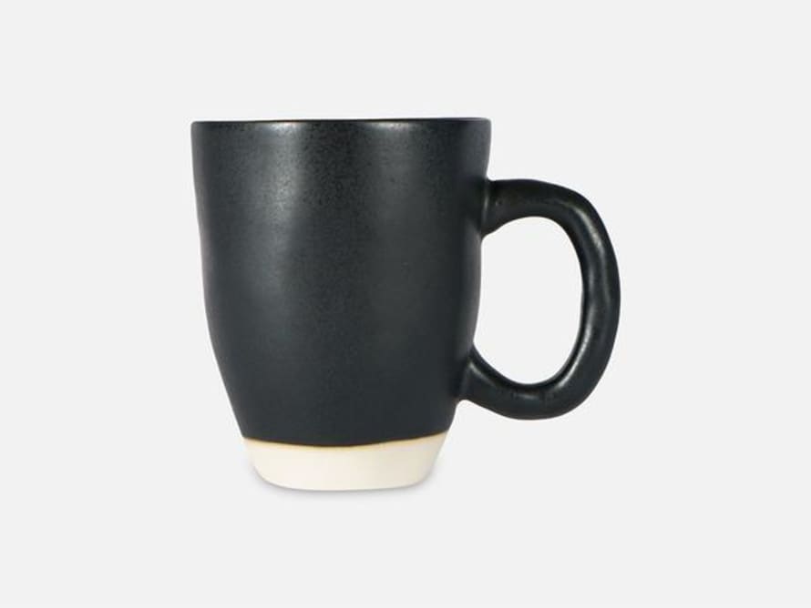Folkdays Ceramic Mug With White Rim Black