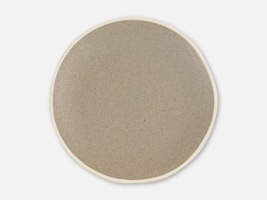 Folkdays Ceramic Plate With White Rim Black Big