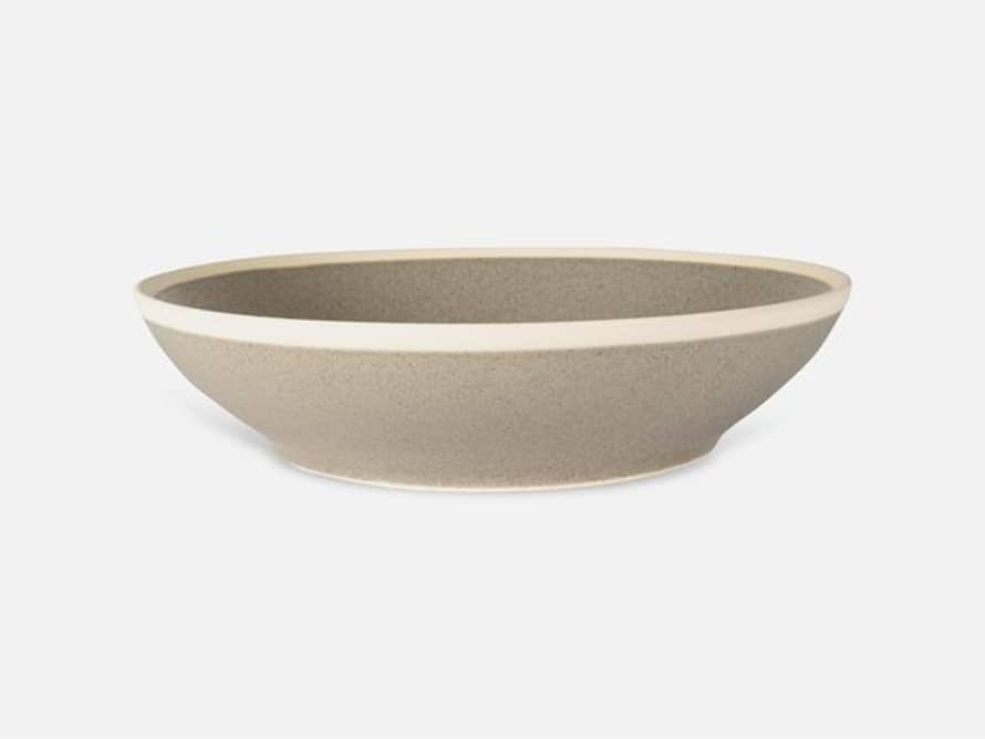 Folkdays Flat Ceramic Bowl With White Rim Grey Small