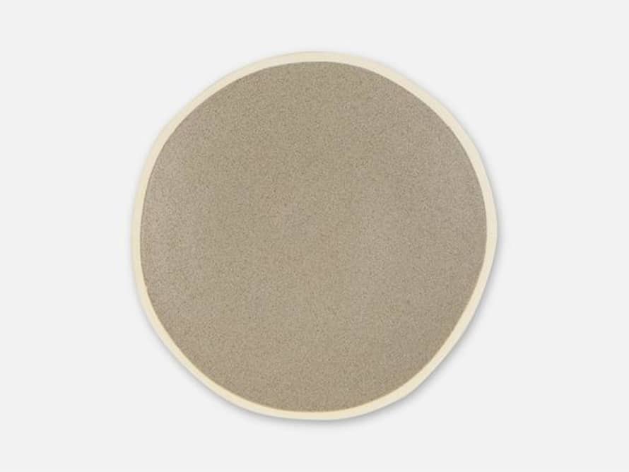 Folkdays Ceramic Plate With White Rim Grey Small