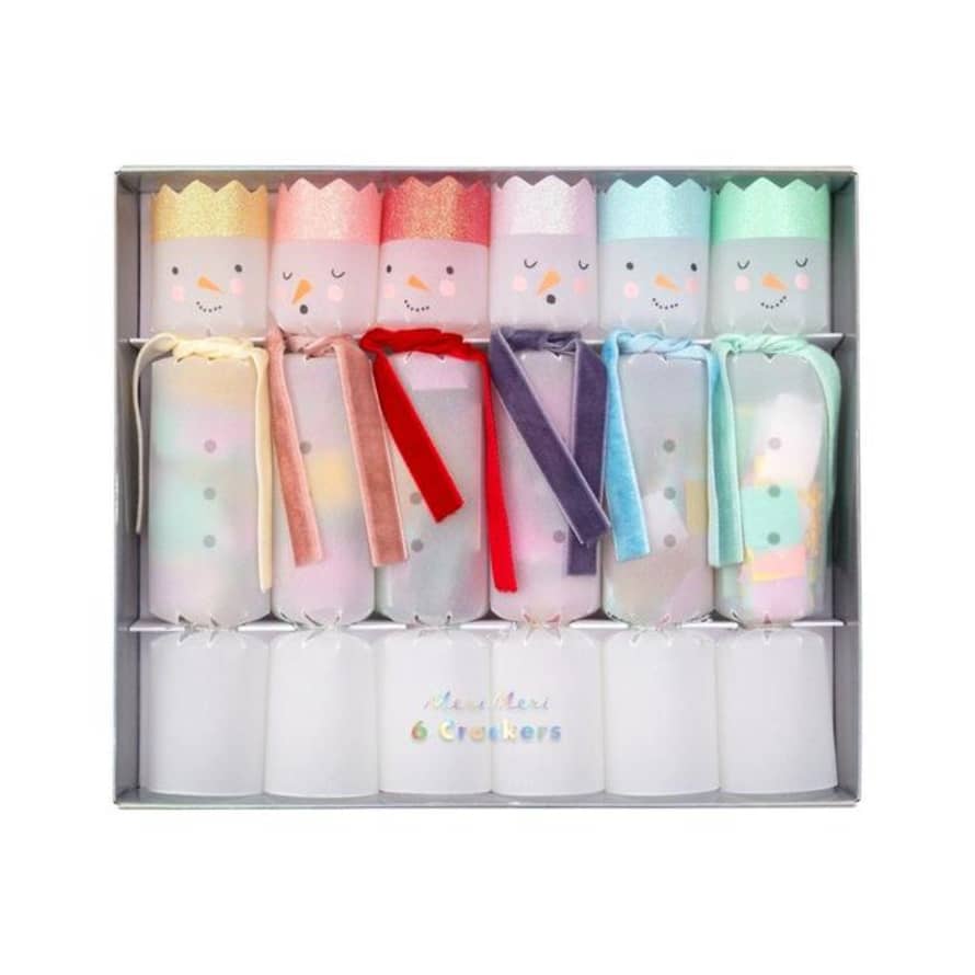Meri Meri Set of 6 Rainbow Snowmen Small Confetti Crackers
