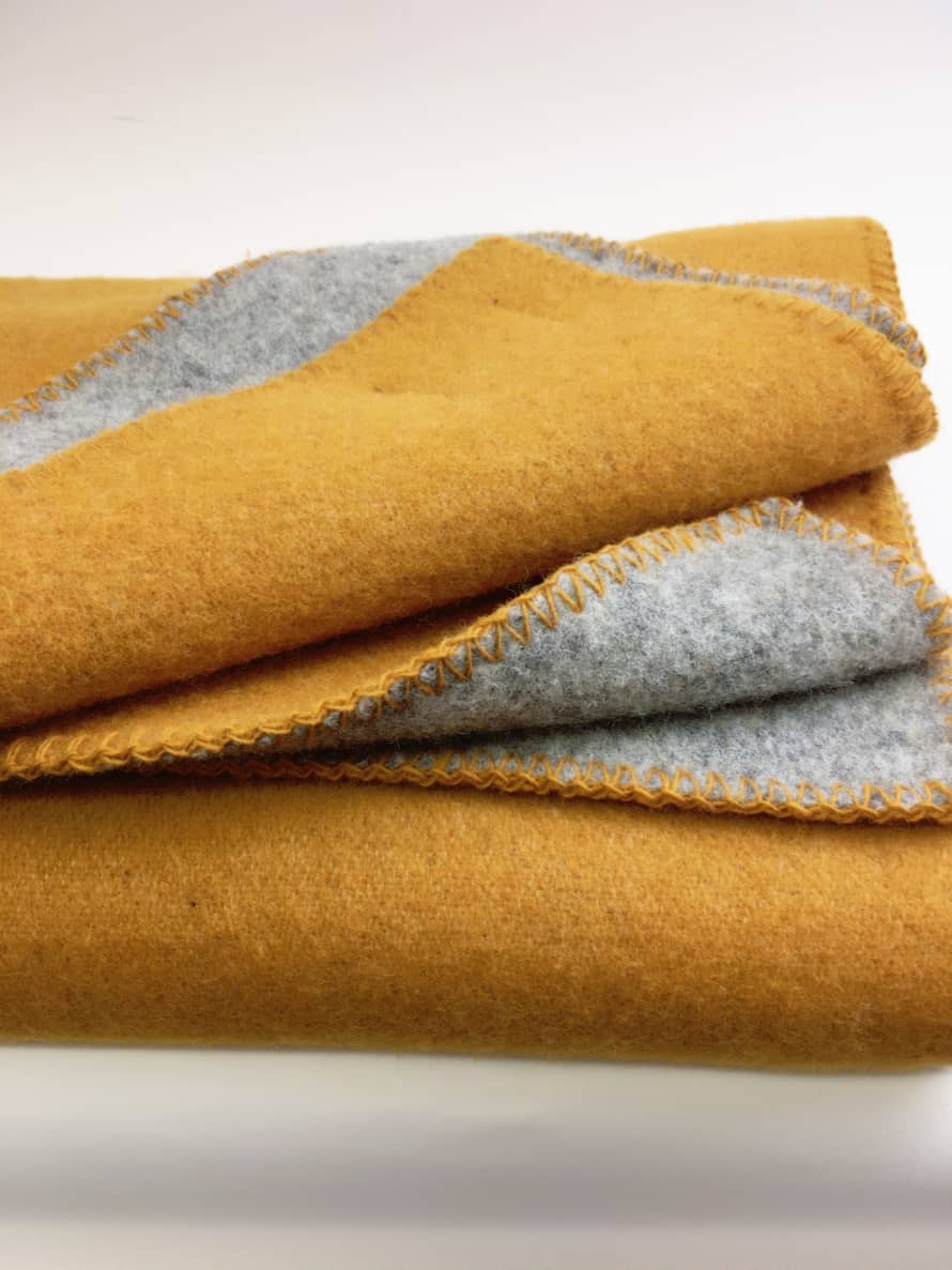 D&T Design Blanket  Wool Double Face Ocher / Gray
