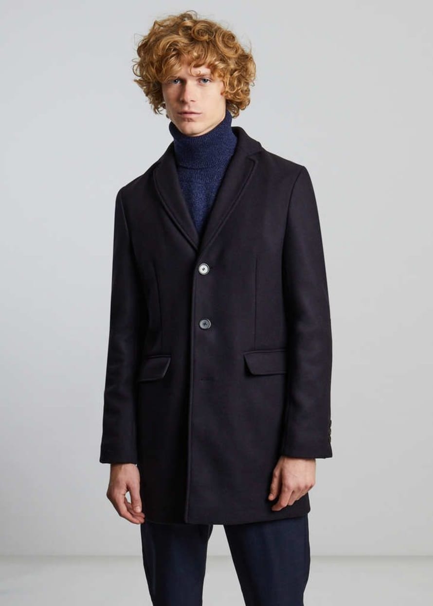 L’Exception Paris Navy Blue Made In France Virgin Wool Overcoat