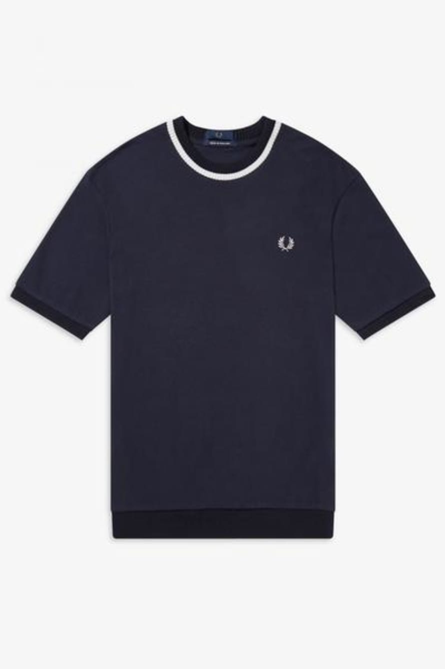 Fred Perry Navy Crew Neck Pique T Shirt