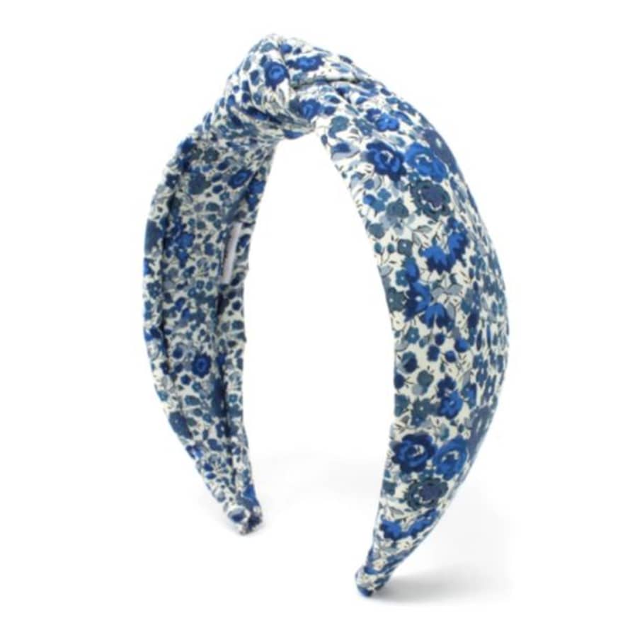 Holme & Moss  Knot Headband Georgina Blue Liberty Print Padded Knot Hairband