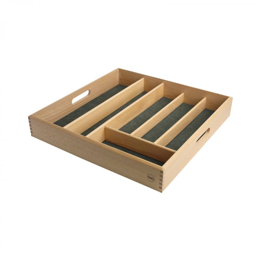 T&G Beech Wood Cutlery Tray Large