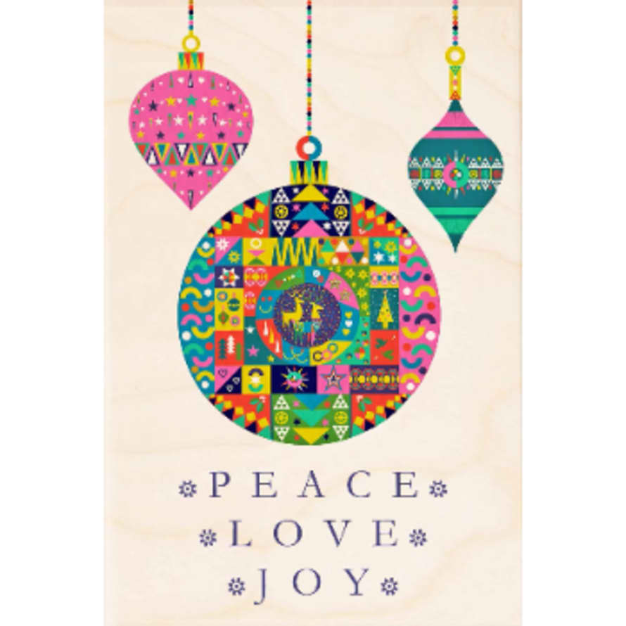 The Wooden Postcard Company Peace Love and Joy