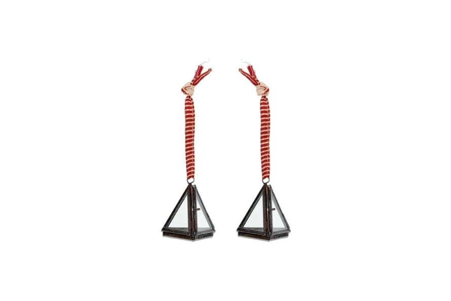 Nkuku Set Of 2 Tiny Kiko Triangular Decorations - Antique Brass