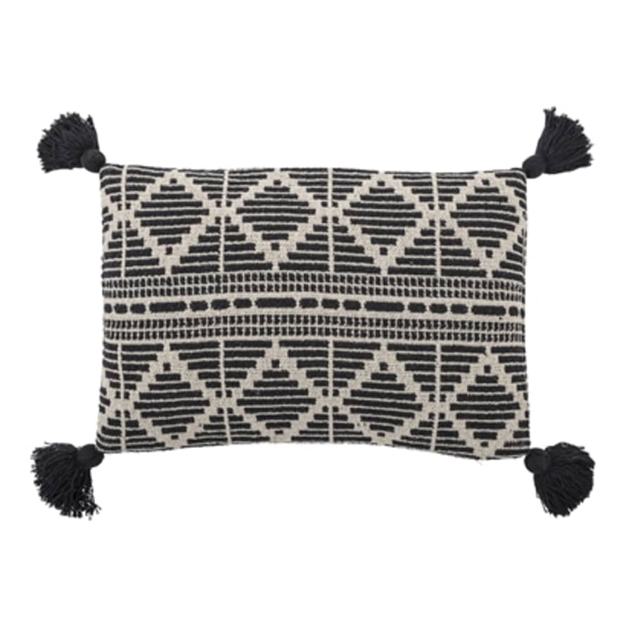 Bloomingville Ethnic Cushion 60x40cm with Black/Beige Tassels 
