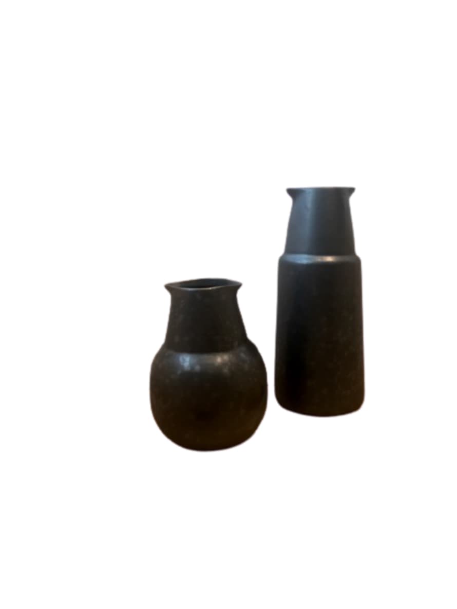 Madeleine & Gustave Set of 2 black vases - S