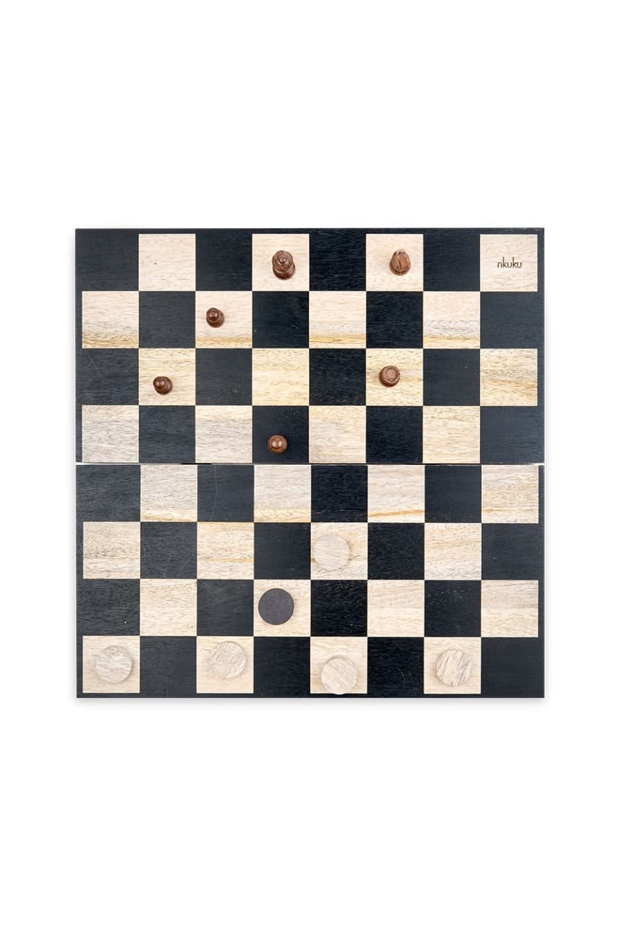 Nkuku Mango Wood Chess & Draughts Board