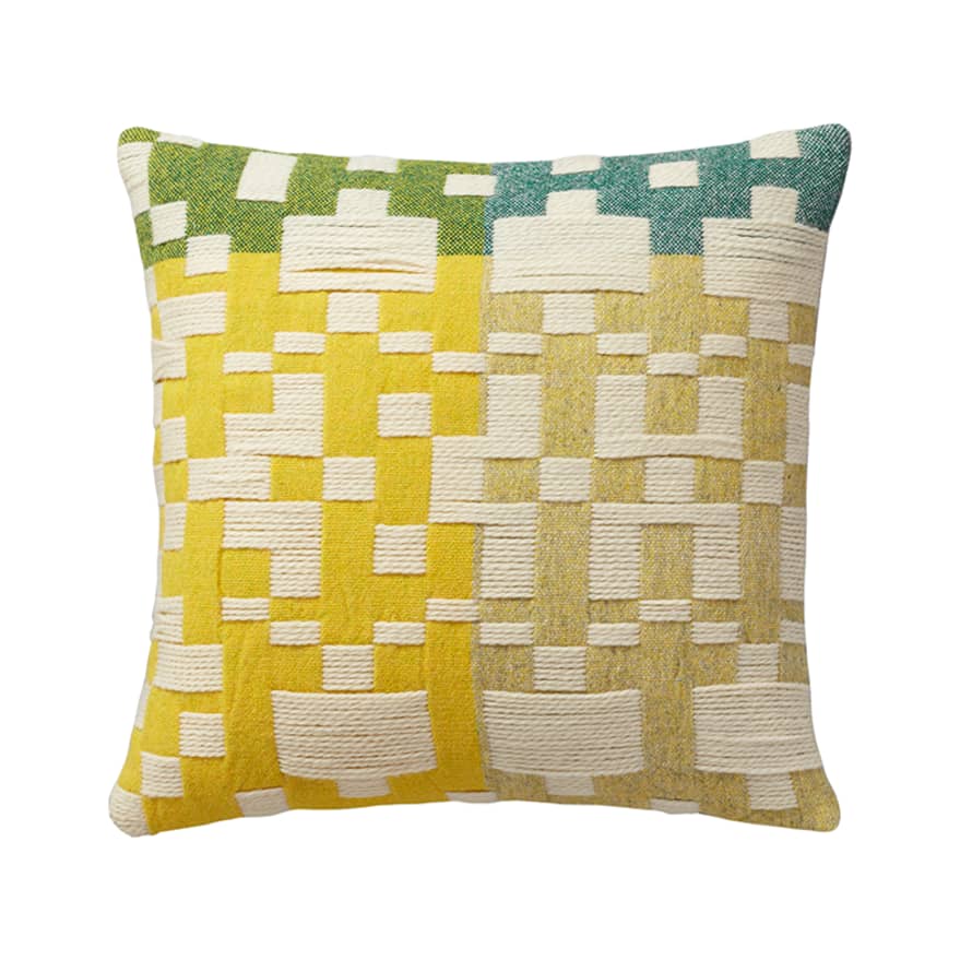 Donna Wilson Pennan Woven Cushion – Green/Yellow