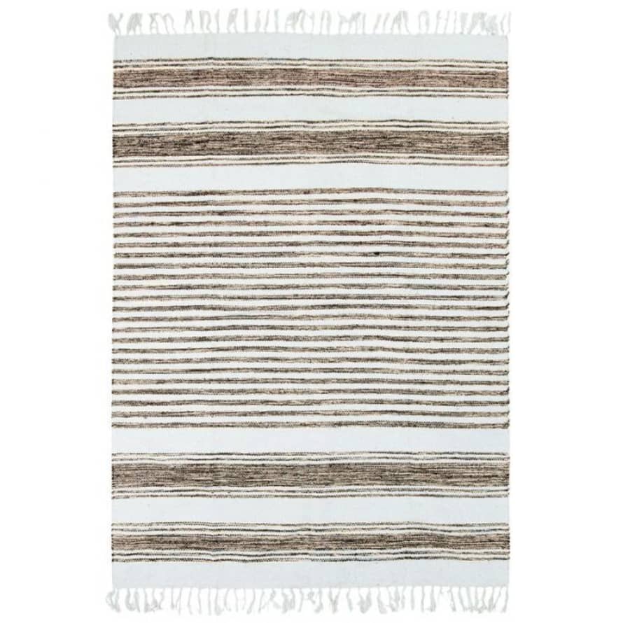 190 × 290cm White & Beige Cotton Rug