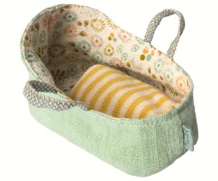 Maileg My Mint Baby Mouse Carry Cot