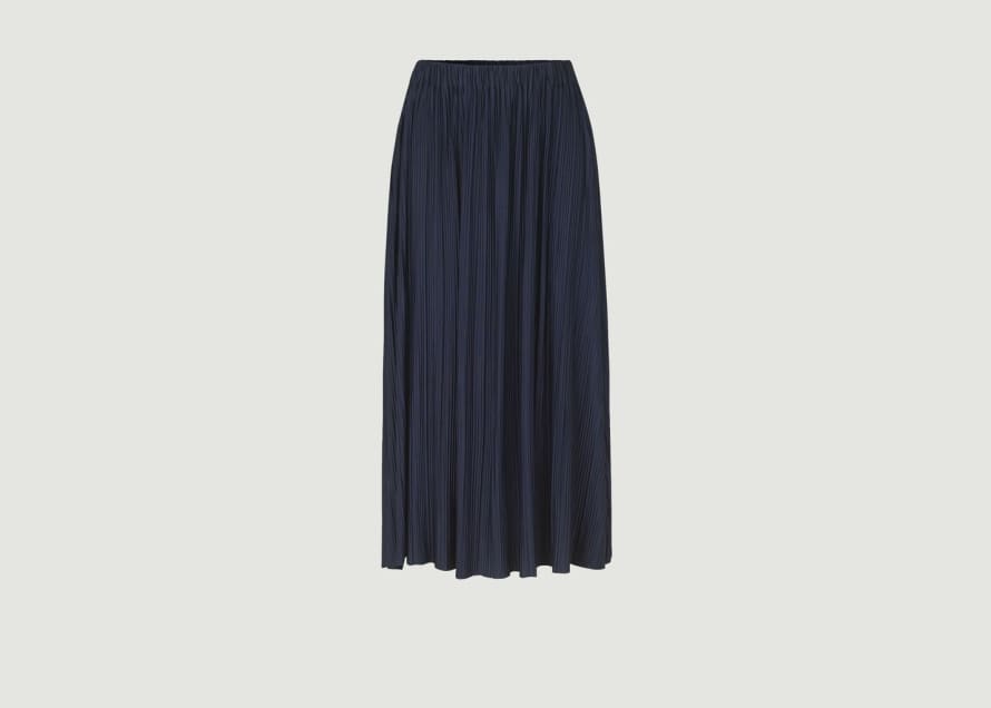SamsoeSamsoe Navy Blue Pleated Skirt Uma