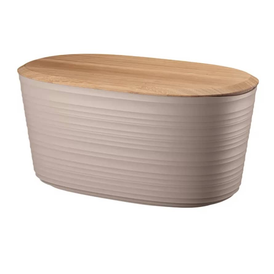 Guzzini Recycled Plastic and Bamboo Tierra  Bread Bin in Taupe