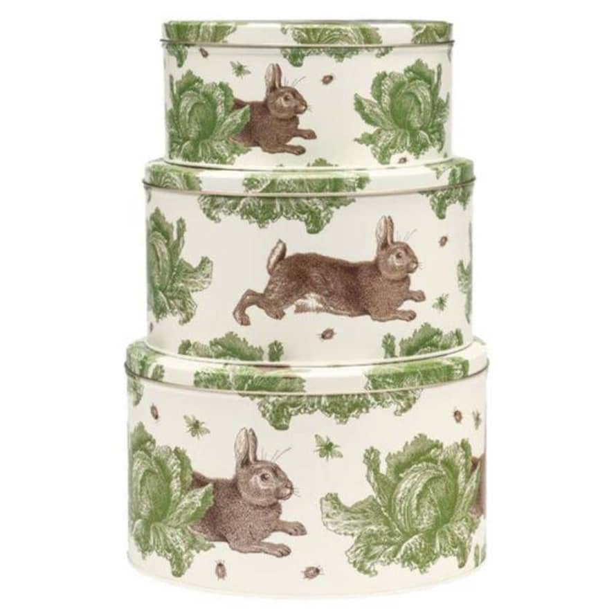Thornback & Peel Set Of 3 Cake Storage Tins Rabbit Cabbage