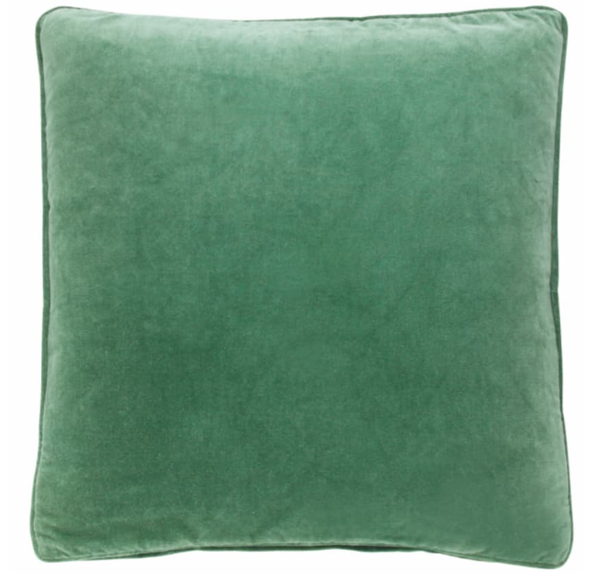 Pompon Bazar Velvet Cushion 50x50cm color Ivy