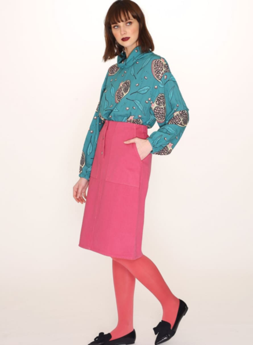 pepaloves Cotton Midi Skirt In Pink