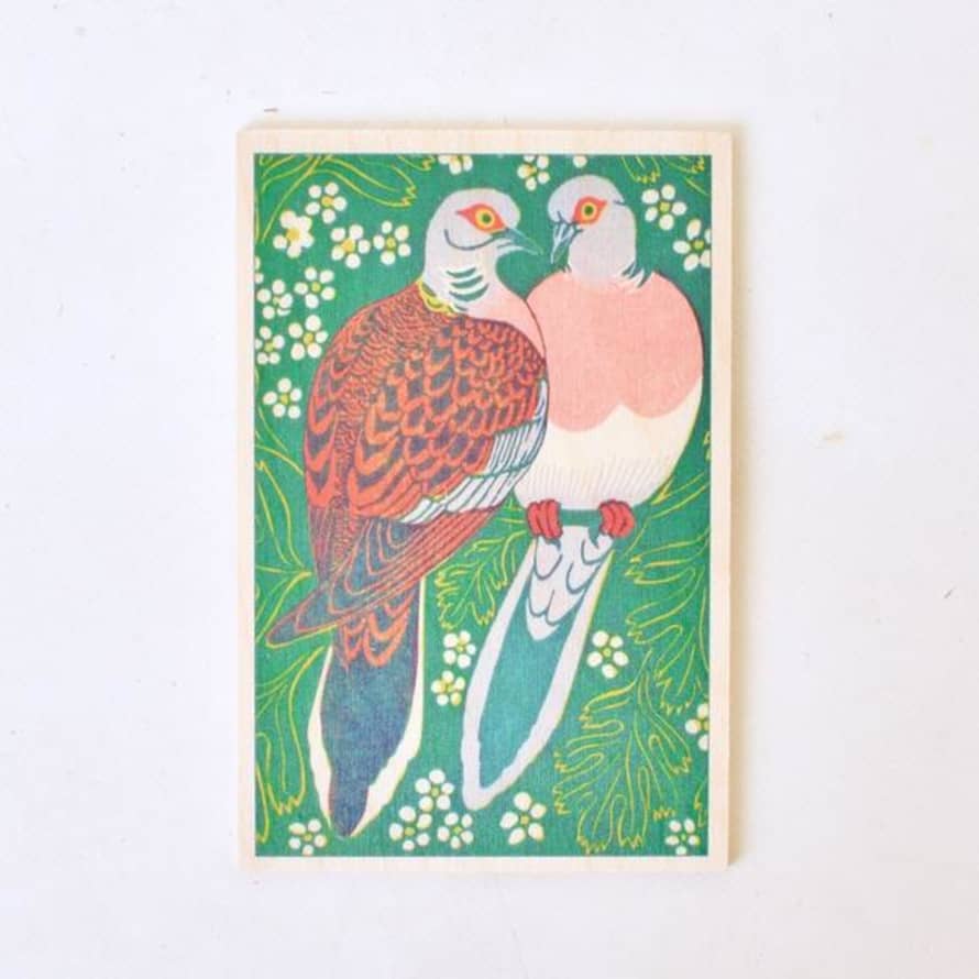 The Wooden Postcard Company Turtle Doves Wooden Postcard