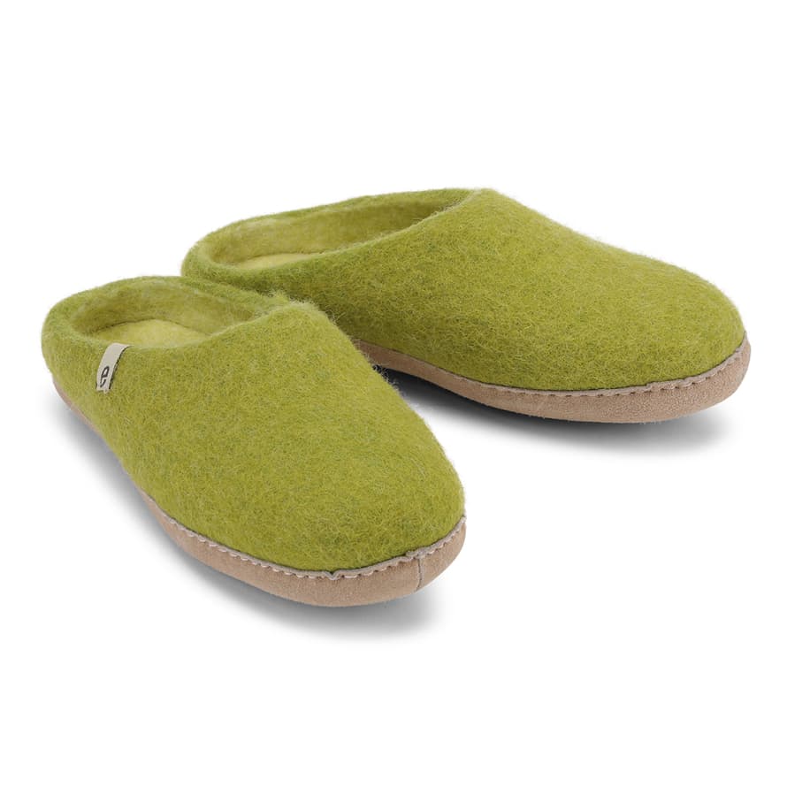 Egos Copenhagen Lime Green Wool Slippers