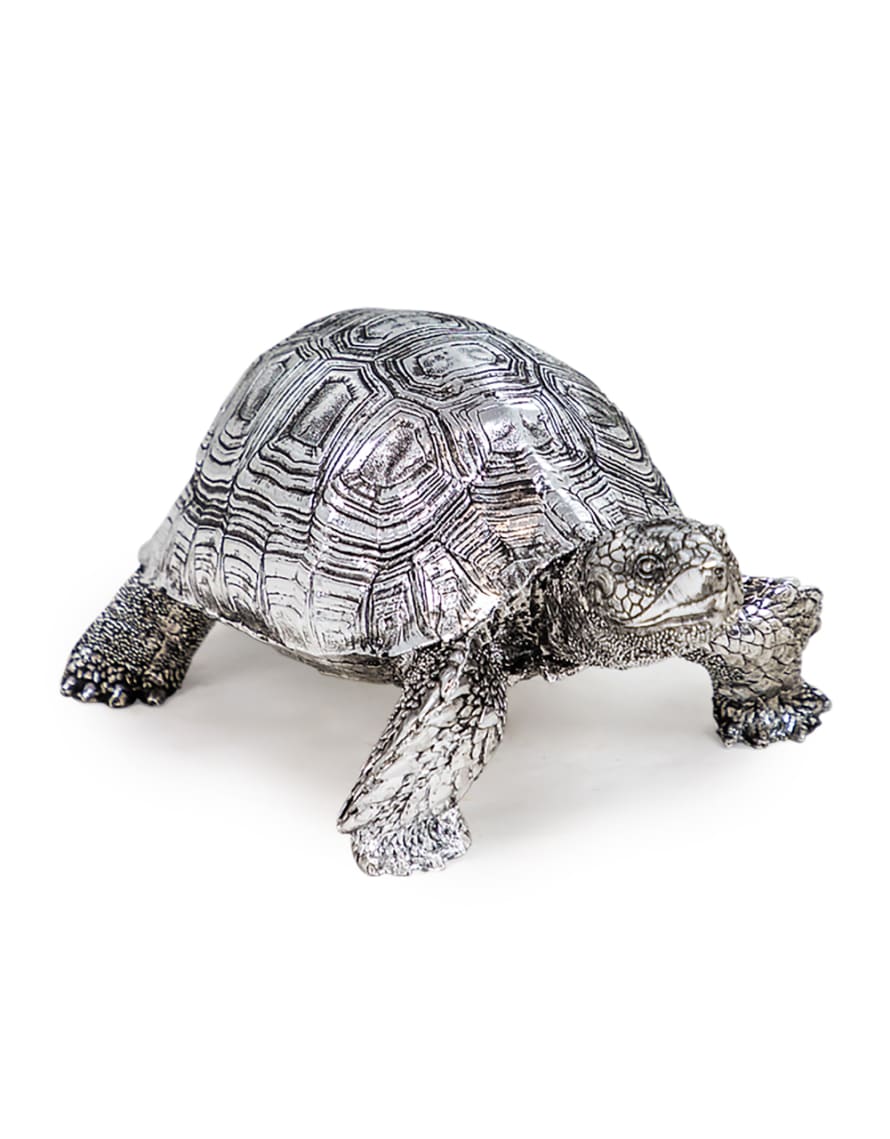 &Quirky Small Silver Tortoise Figure