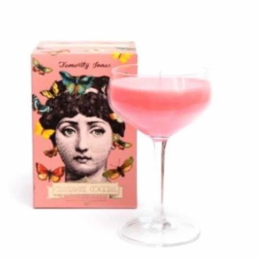 &Quirky Pink Cocktail Glass Candle
