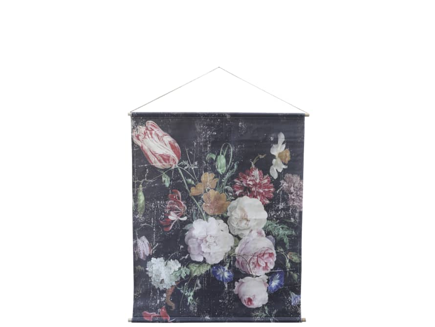 Chic Antique French Floral Print Canvas Wall Hanging