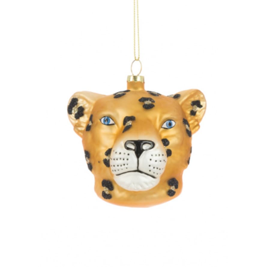 Or & Wonder Collection 8cm Bauble Glass Leopard Head