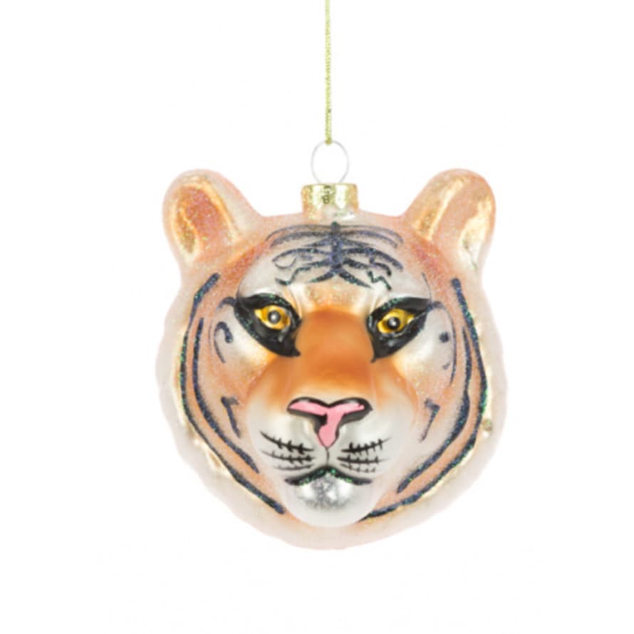 Or & Wonder Collection 9cm Glass Tiger Head Christmas Bauble