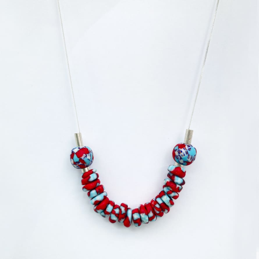 Zippy & Zeke Blue and Red Delicate Colour Pop Necklace