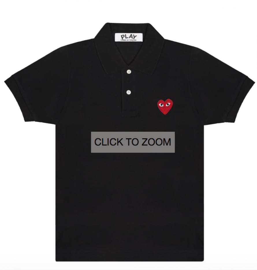 Comme des Garcon Play Mens Big Red Heart Polo Shirt Black