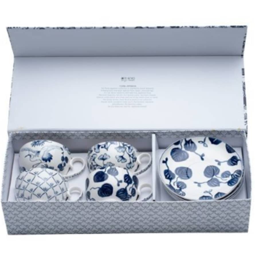 Tokyo Design Studio Flora Japonica Cup & Saucer 100ml - Gift Box - Set of 4