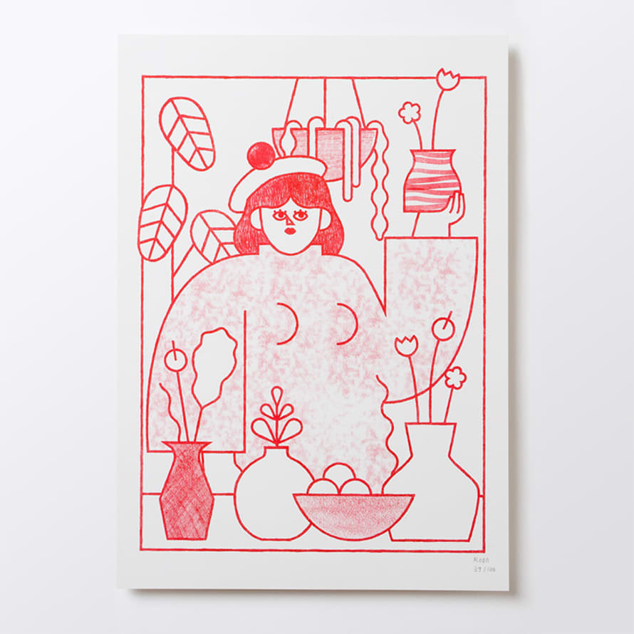 José Roda Plants and Pots Risograph Print A3