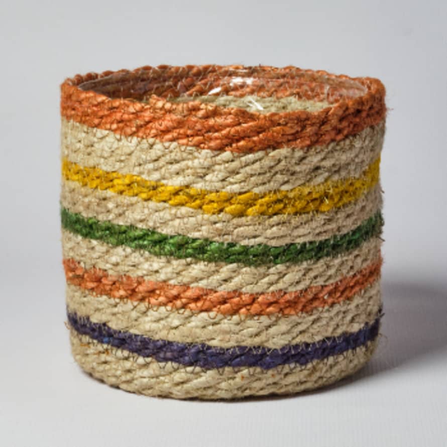 Forest Pastel Striped Jute Plant Pot - Small