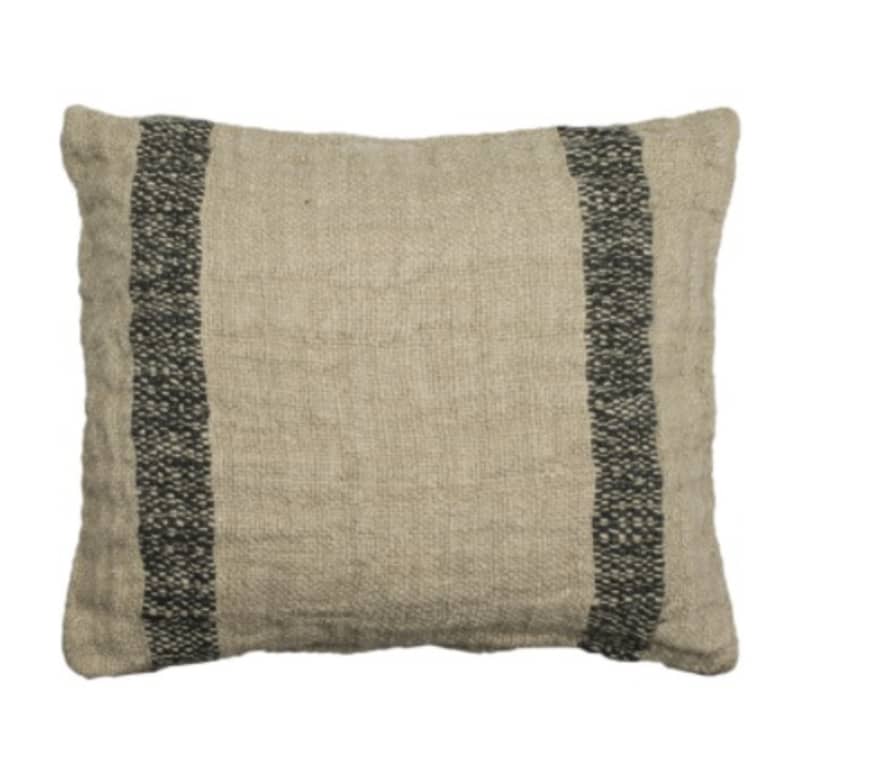 OLSEN AND JENSSEN Linen cushion cover w/black stripes