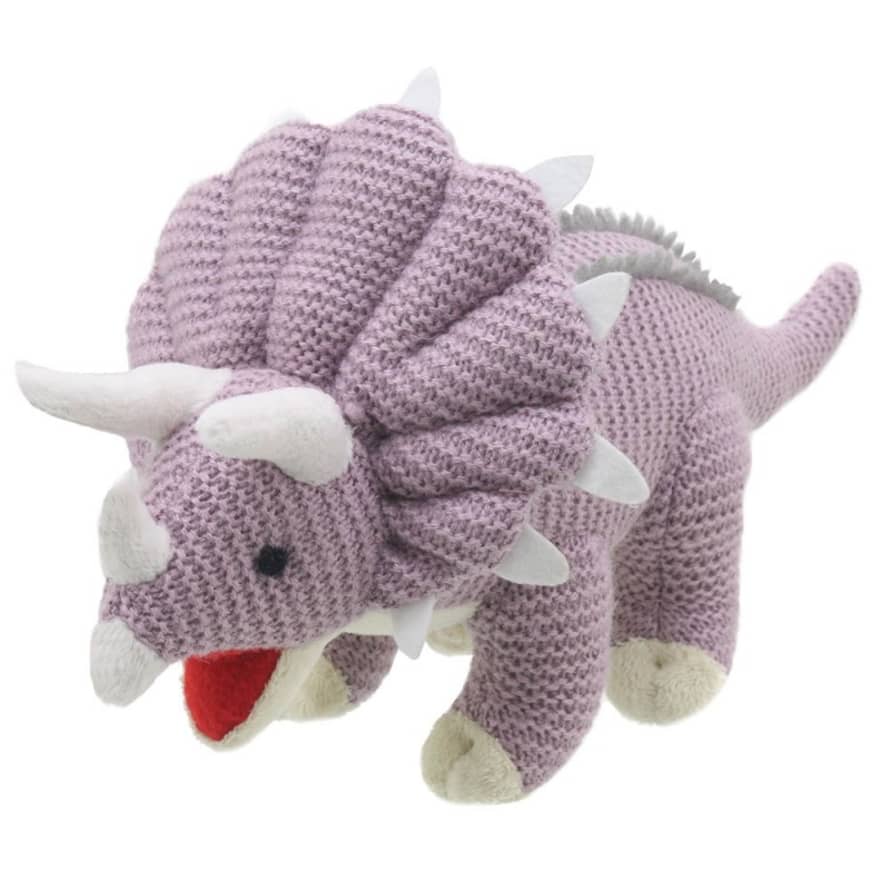 Wilberry  Purple Knitted Triceratops Soft Toy