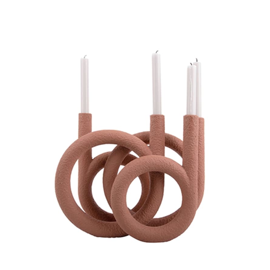 Present Time Candle Holder 'Ring' Sculpture - Terracotta