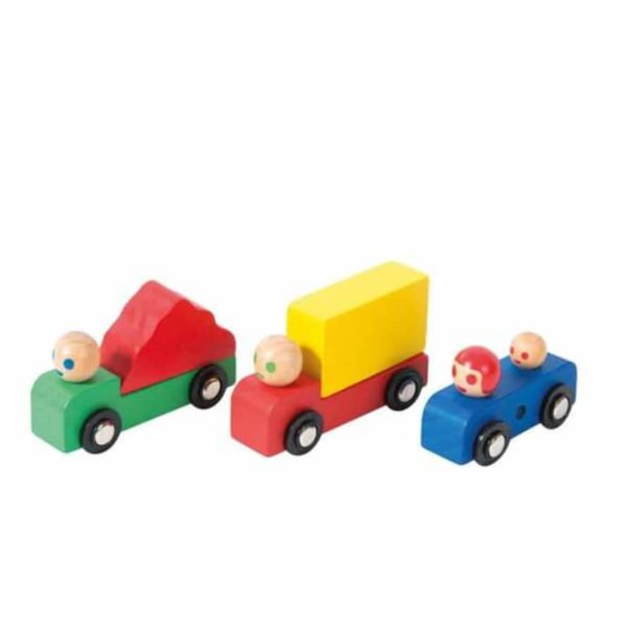 Moulin Roty Set Of Wooden Cars And Trucks