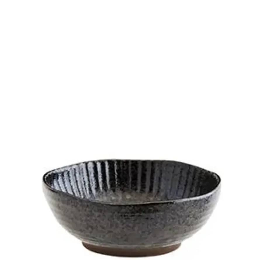 Madam Stoltz Black and Dark Brown Glazed Stoneware Bowl